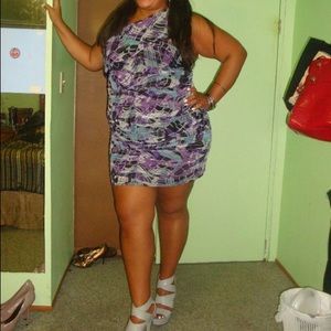 Colorful One shoulder plus size dress